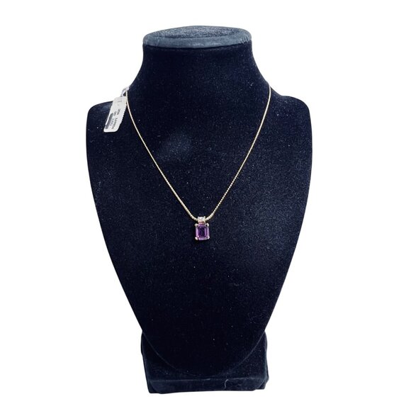 Christian Dior Gold Tone Necklace W/ Pink Emerald Cut & Clear Rhinestones (6015) - Picture 1 of 9